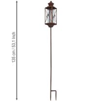 Prodotto Lanterna da giardino, decorazione in metallo, effetto ruggine, 12 cm x 12 cm x 135 cm
