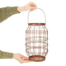 Prodotto Lanterna da giardino, in metallo, finitura arrugginita, con manico, stile vintage, Ø19,5 cm