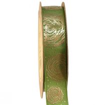 Prodotto Nastro regalo con rose dorate Nastro verde per gioielli 25 mm 15 m