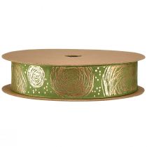 Prodotto Nastro regalo con rose dorate Nastro verde per gioielli 25 mm 15 m