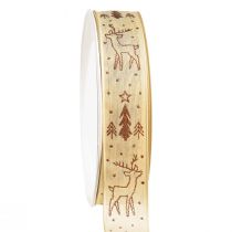 Prodotto Nastro regalo Renna natalizia marrone crema B25 L18m