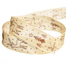 Prodotto Nastro regalo Renna natalizia marrone crema B25 L18m