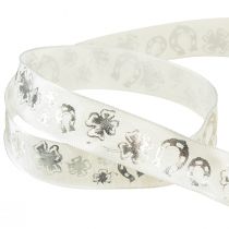 Prodotto Nastro regalo nastro decorativo argento bianco Capodanno 25 mm 18 m