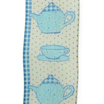 Nastro decorativo con filo blu 40mm 20m