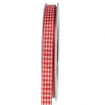 Nastro regalo con cimosa 8mm 20m quadretti rossi