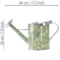 Prodotto Annaffiatoio in metallo, look vintage, verde e argento con motivo floreale - vaso decorativo, Ø18cm