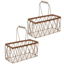 Prodotto Cestino in filo metallico, effetto ruggine, 28x13,5x14 cm, 2 pezzi