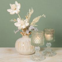 Prodotto Portacandele in vetro con puntini e scanalature sulla base H15cm 2 pezzi