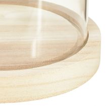 Prodotto Campana in vetro con architrave in vetro con base in legno chiaro Ø14cm H28,5cm