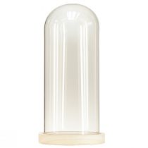 Prodotto Campana in vetro con architrave in vetro con base in legno chiaro Ø14cm H28,5cm