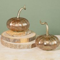 Prodotto Decorazione da tavolo a forma di zucca in vetro, zucca autunnale, vetro e metallo, altezza 14 cm, 2 pezzi