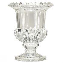 Prodotto Vaso in vetro vintage con design a tazza – trasparente, 16x20 cm – elegante decorazione da tavolo