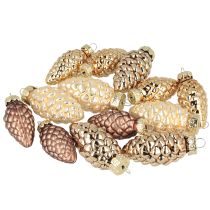 Prodotto Coni di vetro da appendere, vetro marrone oro 5,5 cm, 14 pezzi