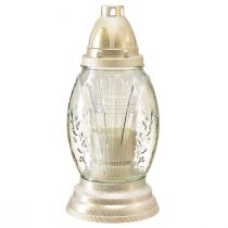 Prodotto Vaso in vetro leggero per tomba lanterna per tomba retrò oro bianco trasparente Ø11cm H26,5cm