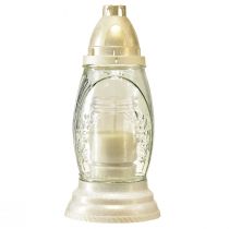 Prodotto Vaso in vetro leggero per tomba lanterna per tomba retrò oro bianco trasparente Ø11cm H26,5cm