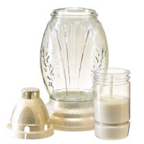 Prodotto Vaso in vetro leggero per tomba lanterna per tomba retrò oro bianco trasparente Ø11cm H26,5cm