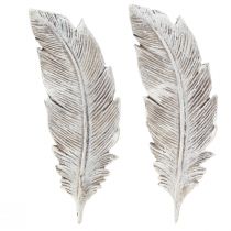 Prodotto Decorazione tombale piuma grigio bianco decorazione tomba in poliresina 15,5 cm 4 pz