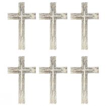 Prodotto Decorazione tombale croce rustica grigia bianca poliresina cm 12×7 6 pz