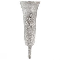 Vaso funerario grigio Vaso con punta Decoro rose A26cm 2pz