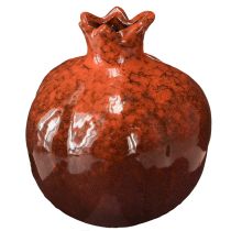 Vaso decorativo melograno in ceramica rosso marrone Ø10,5cm H12cm