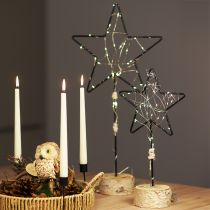 Prodotto Grandi decorazioni a stella su base in legno naturale - nero, 60 cm - elegante decorazione della stanza 30x10x60 cm 2 pezzi