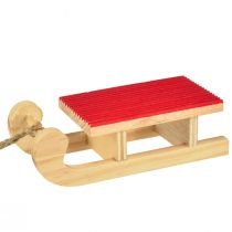 Prodotto Miniatura slitta in legno, rosso naturale, 4x8,5 cm, set da 6 - Decorazione natalizia
