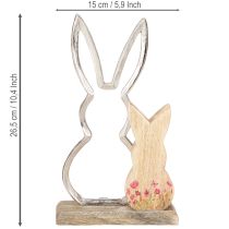 Prodotto Coniglio mamma con cucciolo decorazione coniglio argento naturale 26,5cm