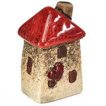 Prodotto Casa in ceramica con finestra rossa sul tetto e cuore - 6 cm - Decorazione idilliaca per la casa e il giardino - 6 pz