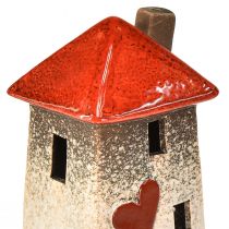 Prodotto Casette in ceramica amorevoli - design a cuore, rosso e naturale, 17,5 cm - decorazione romantica per la casa, 2 pezzi