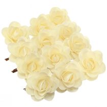 Prodotto Rose decorative in legno rose artificiali color crema rose in legno Ø10cm 12 pz