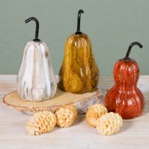 Prodotto Pera in legno decorazione in legno autunno rosso giallo bianco 12×6cm 3 pezzi