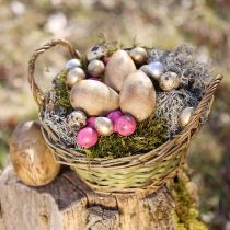 Prodotto Uova di legno naturale mango uova di Pasqua in legno decoro floreale H10cm 3 pz