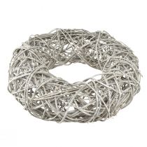 Prodotto Corona decorativa in legno corona rattan bianco naturale Ø30cm H9,5cm