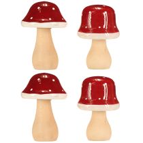 Prodotto Funghi di legno, funghi velenosi, decorazione, legno, FSC, rosso-marrone, H6,5/7 cm, 4 pezzi