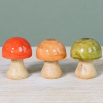 Prodotto Funghi in legno, decorazione autunnale, funghi, verde, rosso, arancione, altezza 6,5 cm, 9 pezzi
