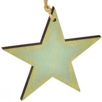 Prodotto Stelle in legno per appendere la decorazione della finestra oro menta 12/20/26 cm set da 3