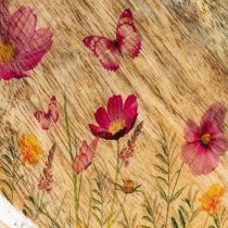 Prodotto Piatti in legno con fiori e farfalle, rosa naturale, Ø15cm, 3 pezzi