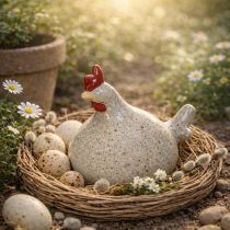 Prodotto Statuina di pollo in ceramica, design divertente per una decorazione elegante della casa, 16 cm, 2 pezzi