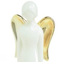Prodotto Figure di angeli angelo in ceramica oro bianco 6 cmx5 cmx15 cm 2 pezzi