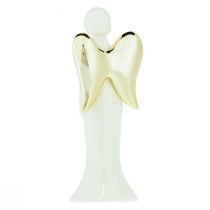 Prodotto Figure di angeli angelo in ceramica oro bianco 6 cmx5 cmx15 cm 2 pezzi