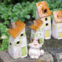 Prodotto Casa rustica in ceramica con LED luminoso, ideale come decorazione da tavola suggestiva, 15 cm, 2 pezzi