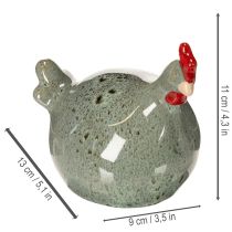 Prodotto Figura decorativa in ceramica a forma di pollo per la zona giorno, dal design rustico e dalla forma astratta, 13 cm, 2 pezzi