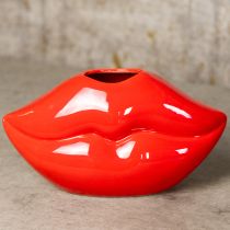 Prodotto Vaso decorativo in ceramica a forma di bocca di bacio rosso 17×8,5×9cm