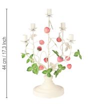 Prodotto Candeliere 5 bracci crema metallo decorazione fragola H44cm