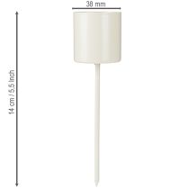 Prodotto Portacandele per candele coniche spesse, metallo, beige, 3,8 x 14 cm, 4 pezzi