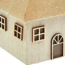 Prodotto Portacandele Casa di Natale in legno grigio 9×9×11 cm 2 pz