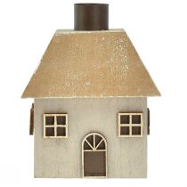 Prodotto Portacandele natalizio, casa in legno, grigio, 9×9×11cm, 2 pezzi