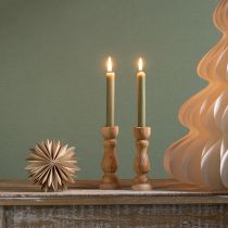 Prodotto Portacandele in legno da tavolo decorazione per candele coniche H17cm 2 pz