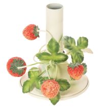Prodotto Portacandele in metallo con decorazione a fragola, color crema estivo, H13cm