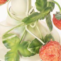 Prodotto Portacandele in metallo con decorazione a fragola, color crema estivo, H13cm